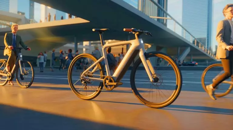 Illustration de l'innovation technologique du vélo électrique Anod avec batterie ultra-compacte. Image réalisée par IA.