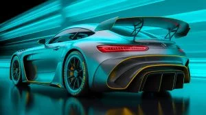 Illustration de la Mercedes-AMG Concept GT XX, un concept car électrique à la pointe de l'innovation technologique. Image réalisée par IA.