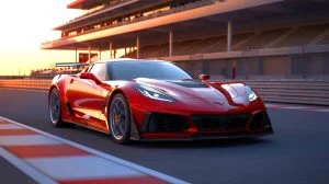 Illustration de la Chevrolet Corvette ZR1X, première hypercar hybride du constructeur. Image réalisée par IA.