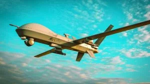 Illustration de la mise en service du drone Protector RG Mk1 par la Royal Air Force. Image réalisée par IA.