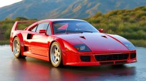 Illustration de la réplique d'une Ferrari F40 basée sur une Audi TT. Image réalisée par IA.