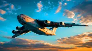 Illustration de la longévité et des capacités exceptionnelles du Lockheed C-5 Galaxy dans les missions de transport stratégique. Image réalisée par IA.