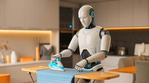 Illustration de l'innovation technologique de NEURA Robotics avec un robot humanoïde cognitif. Image réalisée par IA.