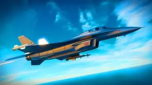 Illustration de l'avion de chasse F/A-XX de sixième génération avec des innovations technologiques avancées. Image réalisée par IA.