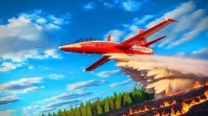 Illustration de la collaboration entre Airbus et Hynaero pour le développement du bombardier d'eau Frégate-F100. Image réalisée par IA.