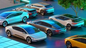 Illustration de véhicules électriques innovants redéfinissant le design automobile moderne. Image réalisée par IA.