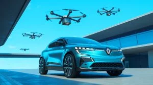 « On a tout stoppé du jour au lendemain » : Renault tranche face à l’effondrement des ventes de voitures électriques Illustration de la diversification stratégique de Renault dans les véhicules électriques et la défense. Image réalisée par IA.