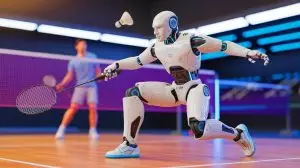 « Ce robot joue mieux que vous » : ANYmal-D épate en badminton avec une agilité et une précision déconcertantes Illustration de ANYmal-D jouant au badminton avec agilité et précision. Image réalisée par IA.