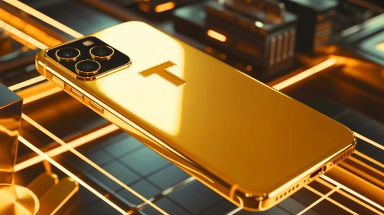 « Ce téléphone est une arme politique » : le smartphone Android de Donald Trump déclenche un débat explosif Illustration de Donald Trump présentant le Trump Phone doré. Image réalisée par IA.