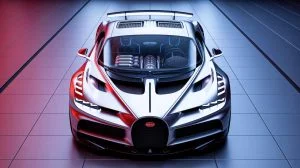 Illustration de la Bugatti Tourbillon avec son moteur V16 hybride innovant. Image réalisée par IA.