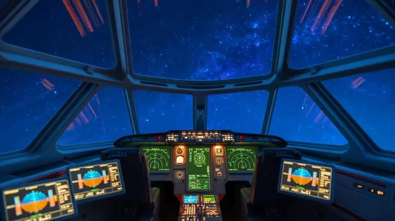 Illustration de la navigation stellaire avec le viseur d'étoiles Astradia développé par Sodern. Image réalisée par IA.