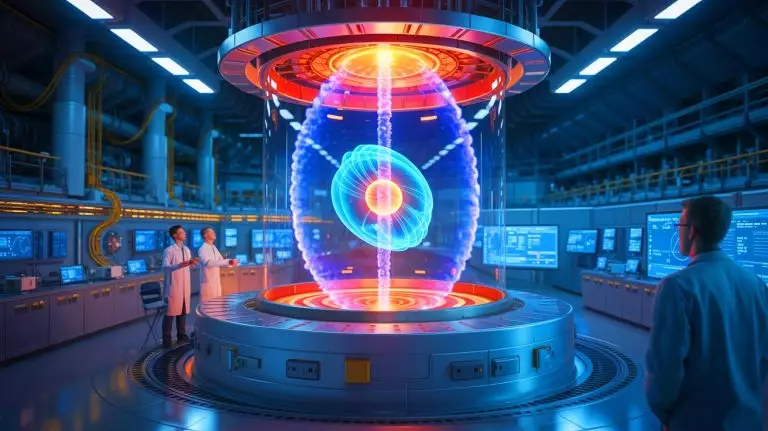 Illustration de la percée du CEA dans la fusion nucléaire avec un plasma maintenu à haute température. Image réalisée par IA.