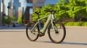 Illustration de la nouvelle série de vélos électriques S6 de VanMoof après son rachat par McLaren Applied. Image réalisée par IA.