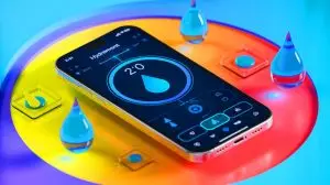 Illustration de l'utilisation des écrans de smartphones pour mesurer l'hydratation. Image réalisée par IA.