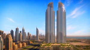 Illustration de la tour Downtown Residences à Dubaï, générée par intelligence artificielle.