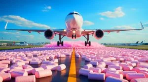 « Une piste d’atterrissage qui se détruit lors d’un crash d’avion » : la Chine dévoile un matériau ultra-souple capable d’absorber l’impact lors d’accidents aériens Illustration de l'usage du béton "guimauve" pour la sécurité des pistes d'atterrissage, générée par intelligence artificielle.