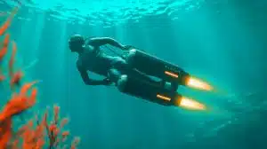 Illustration de l'innovation du jetpack sous-marin XiaoTun, générée par intelligence artificielle.