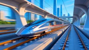 « C’est un choc pour l’Amérique » : alors que le train à grande vitesse de Chine s’apprête à entrer en service, les États-Unis s’enlisent dans des retards catastrophiques Illustration de l'avancée technologique du train à grande vitesse CR450 en Chine, générée par intelligence artificielle.