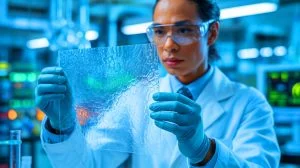 Illustration de feuilles de cellulose biodégradables produites par des bactéries, générée par intelligence artificielle.