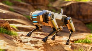 Illustration de Clarence, le chien robotique capable d'adapter ses mouvements grâce à l'intelligence artificielle.