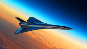 Illustration de l'avion spatial Invictus atteignant Mach 5, générée par intelligence artificielle.