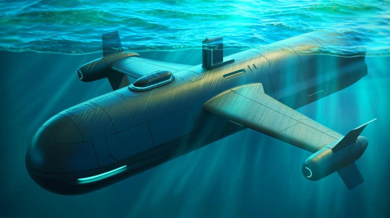 Illustration de la découverte d'un mystérieux drone sous-marin chinois de 45 mètres générée par intelligence artificielle.