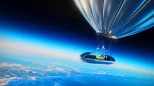 Illustration de l'acquisition de Space Perspective par Eos X Space pour le développement du tourisme spatial, générée par intelligence artificielle.