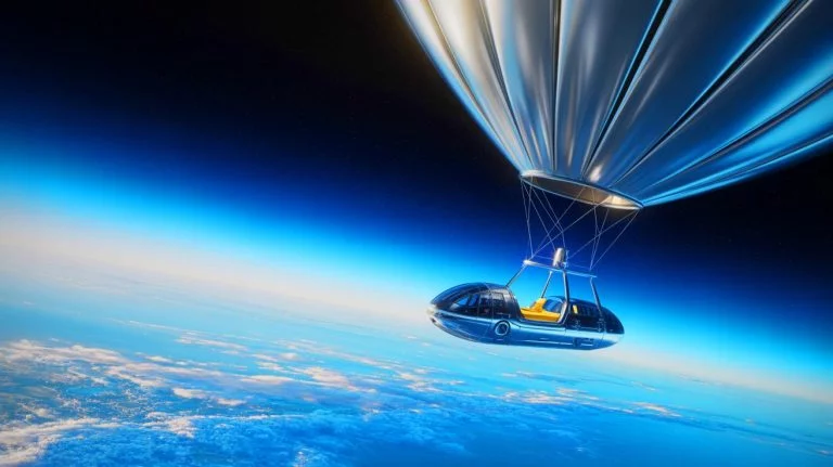 Illustration de l'acquisition de Space Perspective par Eos X Space pour le développement du tourisme spatial, générée par intelligence artificielle.