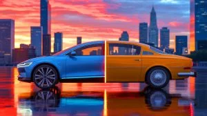 « C’est un désastre écologique annoncé » : une étude révèle que les voitures électriques durent à peine 3 ans en moyenne Illustration de la coexistence entre voitures thermiques et électriques, créée par intelligence artificielle.