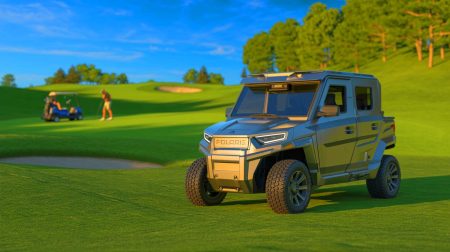 Illustration de Golf Force One, le véhicule blindé accompagnant Donald Trump sur le parcours de golf.