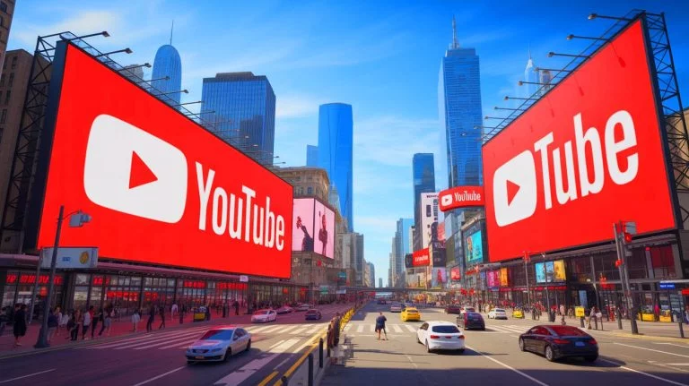 Illustration de la domination publicitaire de YouTube sur le marché des téléviseurs, générée par intelligence artificielle.