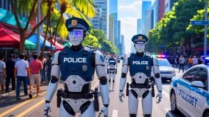 Une armée de robots policiers humanoïdes en Indonésie : cette avancée technologique majeure promet de réduire drastiquement la criminalité et le trafic de drogue Illustration de robots policiers humanoïdes déployés en Indonésie pour renforcer la sécurité. Image réalisée par IA.