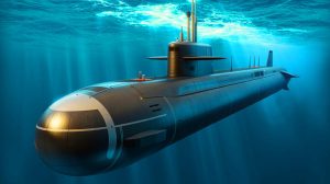 Illustration de la construction du premier sous-marin nucléaire de nouvelle génération en France. Image réalisée par IA.