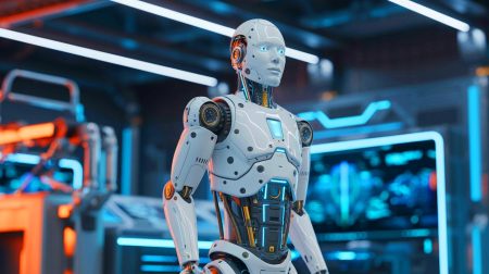 Illustration de l'introduction du robot humanoïde R1 par Unitree, création générée par intelligence artificielle.