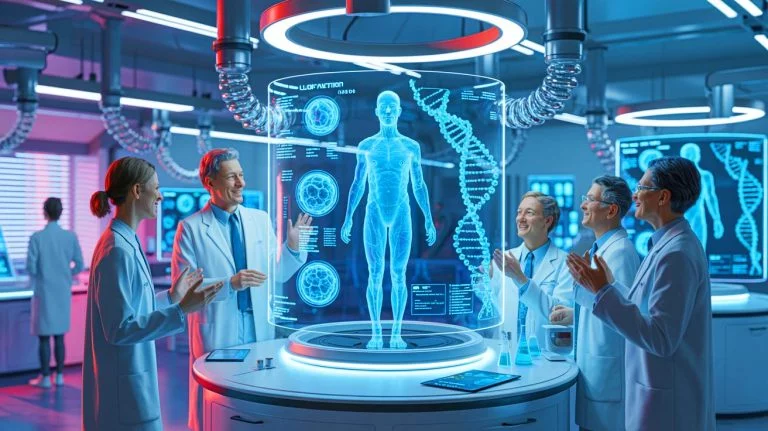 Illustration de la quête scientifique pour prolonger la vie humaine au-delà des limites actuelles.