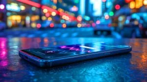 Illustration de la détection des séismes par les smartphones Android, générée par intelligence artificielle.