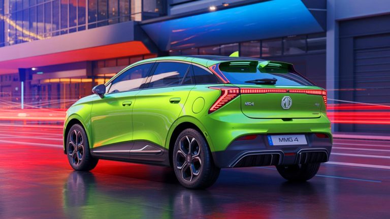 Illustration de la nouvelle MG4 électrique équipée d'une batterie semi-solide, générée par intelligence artificielle.