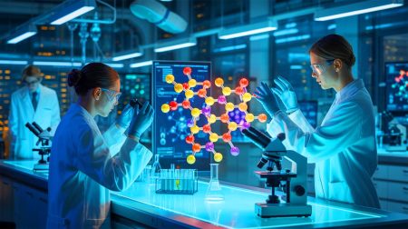 Illustration de la molécule CzTRZCN intégrant à la fois l'émission et l'absorption de lumière pour les écrans OLED et l'imagerie médicale.