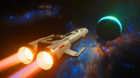 Illustration de Chrysalis, le vaisseau spatial conçu pour explorer Proxima b.