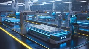 Illustration de la domination de CATL et BYD sur le marché mondial des batteries pour véhicules électriques.