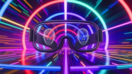 Illustration de lunettes VR de 3 mm d'épaisseur utilisant l'holographie pour des visuels réalistes.