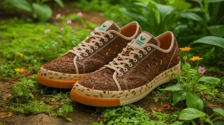 Illustration de la Dirt Shoes de Yerba Madre, chaussures biodégradables symboles d'une initiative écologique audacieuse.