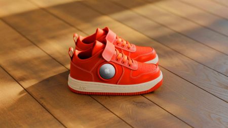 Illustration de baskets pour enfants intégrant un compartiment pour AirTag.