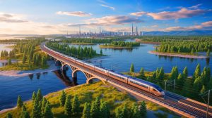 Illustration de la connexion stratégique des mers Baltique, Noire et Égée via le projet ferroviaire Rail Baltica.