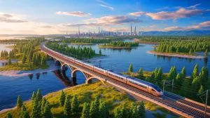 Illustration de la connexion stratégique des mers Baltique, Noire et Égée via le projet ferroviaire Rail Baltica.