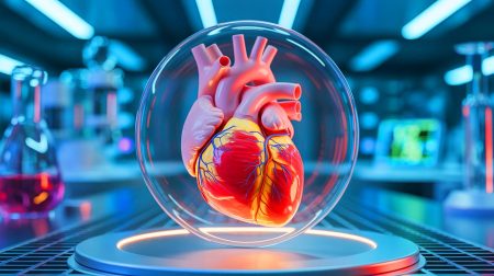 Illustration de la culture d'un cœur humain dans un embryon de porc.