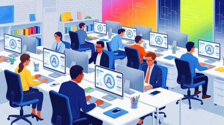 Illustration de l'utilisation de l'intelligence artificielle pour améliorer la productivité au travail.