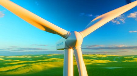 Illustration de l'innovation des éoliennes à deux pales d'Envision Energy.