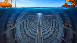 Illustration de l'ambitieux projet de tunnel transatlantique envisagé par Elon Musk pour relier l'Amérique à l'Europe.