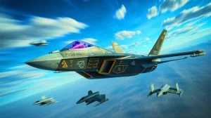 Illustration de l'avion de chasse F/A-XX avec ses innovations technologiques avancées.